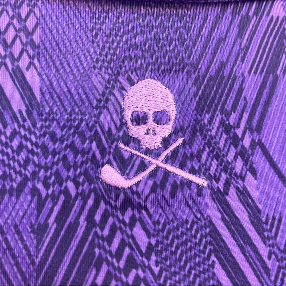 Robert Graham Purple Patterned Iron Skull Golf Polo S